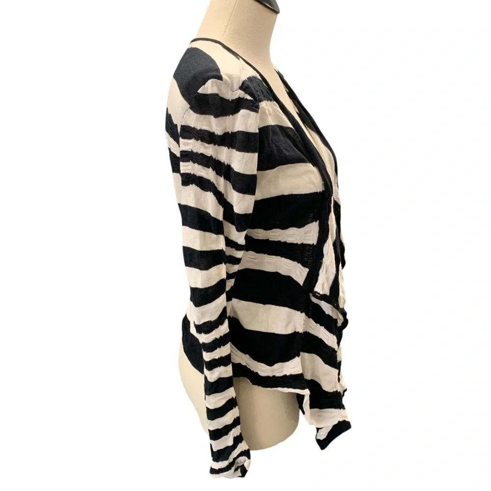 FREE PEOPLE‎ Boho Black & White Striped Open-Front Cardigan – Fits S/M